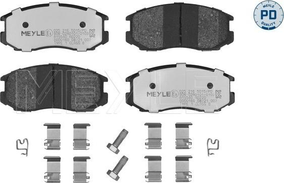 Meyle 025 216 5015/PD - Комплект спирачно феродо, дискови спирачки vvparts.bg
