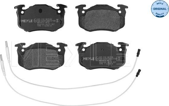 Meyle 025 210 9615/W - Комплект спирачно феродо, дискови спирачки vvparts.bg