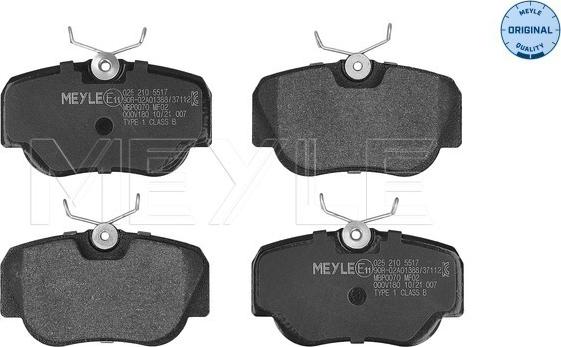 Meyle 025 210 5517 - Комплект спирачно феродо, дискови спирачки vvparts.bg