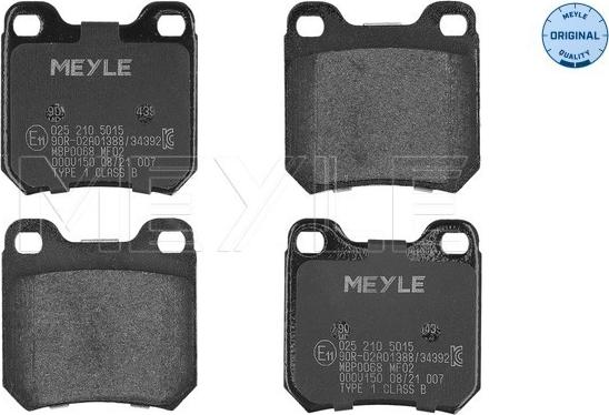 Meyle 025 210 5015 - Комплект спирачно феродо, дискови спирачки vvparts.bg