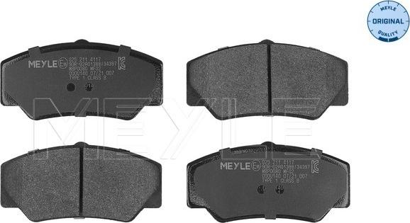 Meyle 025 211 4117 - Комплект спирачно феродо, дискови спирачки vvparts.bg
