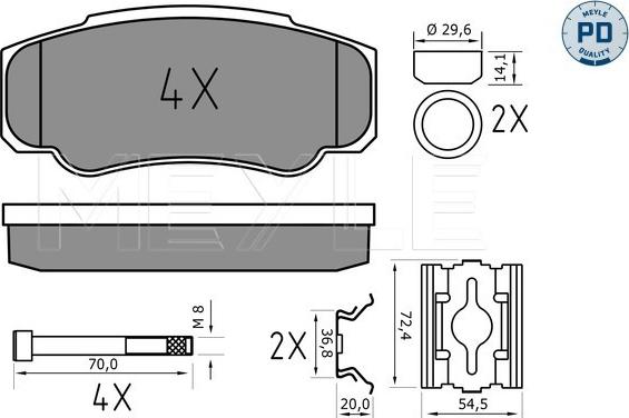 Meyle 025 239 2120/PD - Комплект спирачно феродо, дискови спирачки vvparts.bg