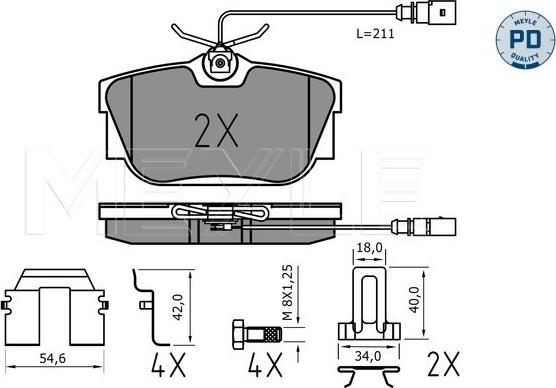 Meyle 025 234 4616/PD - Комплект спирачно феродо, дискови спирачки vvparts.bg