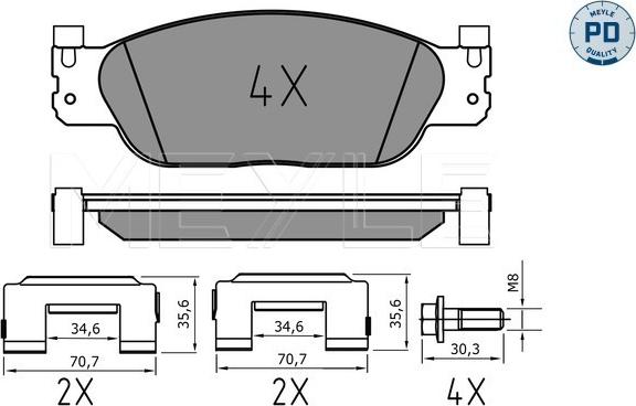 Meyle 025 234 2318/PD - Комплект спирачно феродо, дискови спирачки vvparts.bg