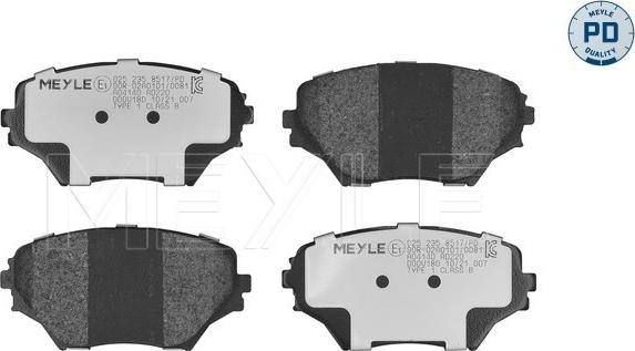 Meyle 025 235 8517/PD - Комплект спирачно феродо, дискови спирачки vvparts.bg