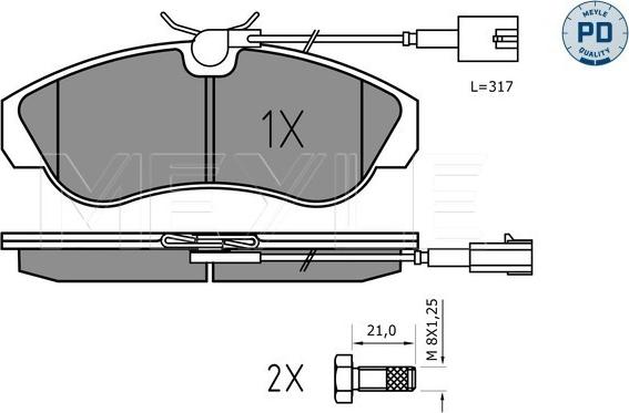 Meyle 025 236 0319/PD - Комплект спирачно феродо, дискови спирачки vvparts.bg