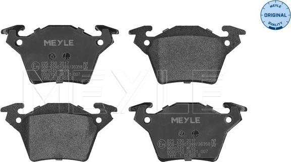 Meyle 025 230 2017 - Комплект спирачно феродо, дискови спирачки vvparts.bg