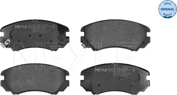 Meyle 025 238 9116/W - Комплект спирачно феродо, дискови спирачки vvparts.bg
