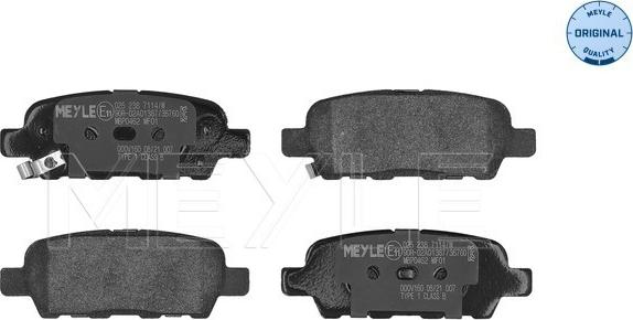 Meyle 025 238 7114/W - Комплект спирачно феродо, дискови спирачки vvparts.bg