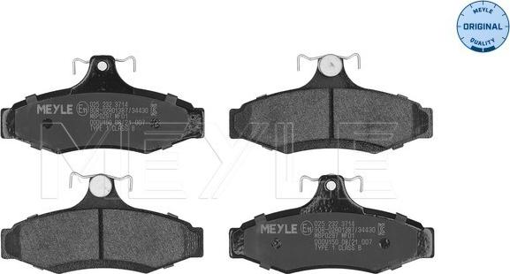 Meyle 025 232 3714 - Комплект спирачно феродо, дискови спирачки vvparts.bg