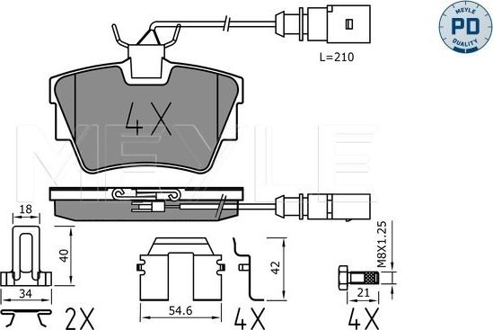 Meyle 025 232 2416-1/PD - Комплект спирачно феродо, дискови спирачки vvparts.bg