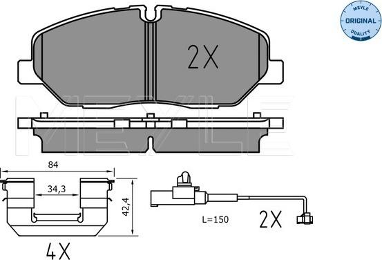 Meyle 025 224 2020/PD - Комплект спирачно феродо, дискови спирачки vvparts.bg