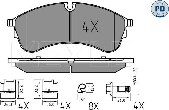 Meyle 025 221 7821/PD - Комплект спирачно феродо, дискови спирачки vvparts.bg