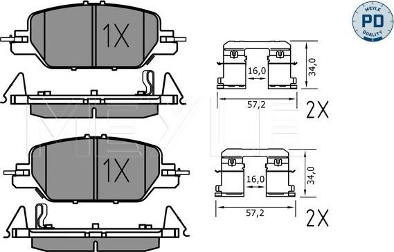 Meyle 025 228 5216/PD - Комплект спирачно феродо, дискови спирачки vvparts.bg