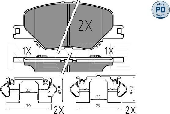 Meyle 025 228 3819/PD - Комплект спирачно феродо, дискови спирачки vvparts.bg