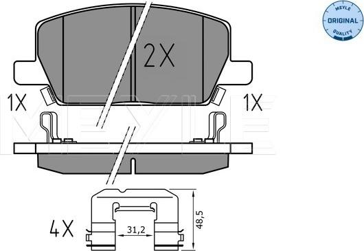 Meyle 025 223 1119 - Комплект спирачно феродо, дискови спирачки vvparts.bg