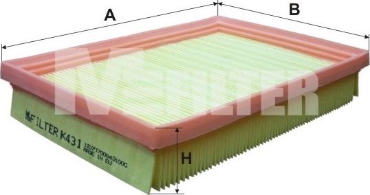 Mfilter K 431 - Въздушен филтър vvparts.bg