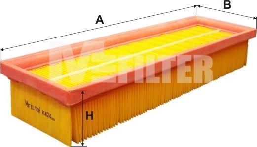 Mfilter K 424 - Въздушен филтър vvparts.bg