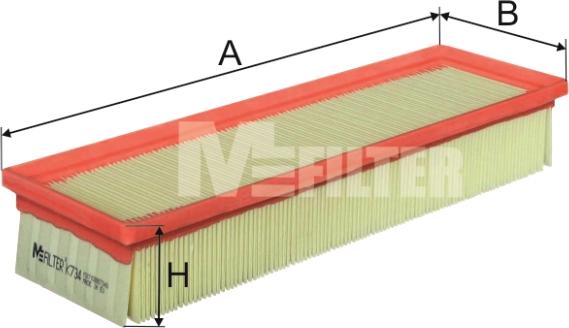 Mfilter K 734 - Въздушен филтър vvparts.bg