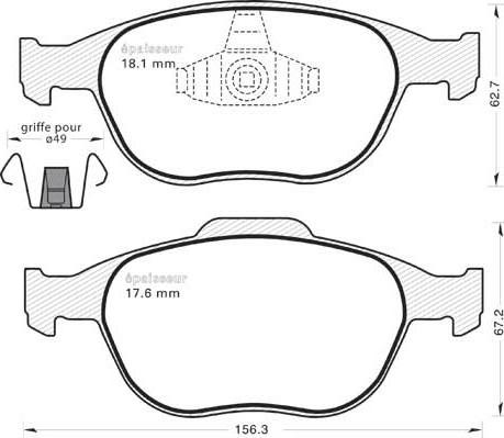 MOPROD MBP1358 - Комплект спирачно феродо, дискови спирачки vvparts.bg