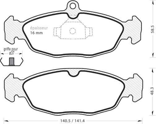 GUD GBP039300 - Комплект спирачно феродо, дискови спирачки vvparts.bg