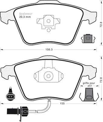 GUD GBP096412 - Комплект спирачно феродо, дискови спирачки vvparts.bg