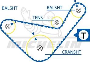 MICHELIN EngineParts SMATB0129 - Ангренажен ремък vvparts.bg