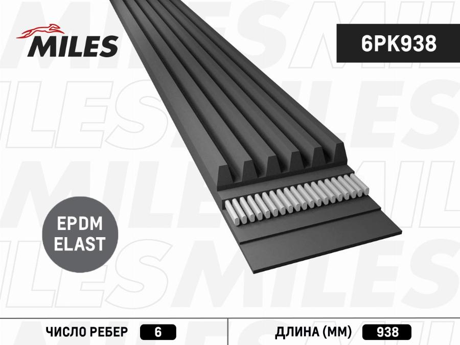 Miles 6PK938 - Пистов ремък vvparts.bg