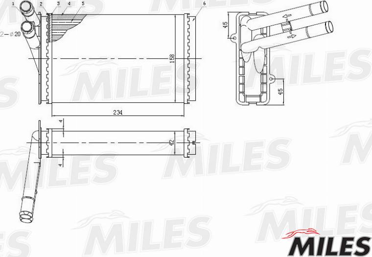 Miles ACHM003 - Топлообменник, отопление на вътрешното пространство vvparts.bg