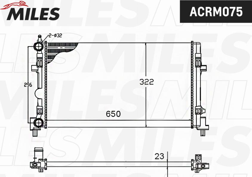 Miles ACRM075 - Радиатор, охлаждане на двигателя vvparts.bg