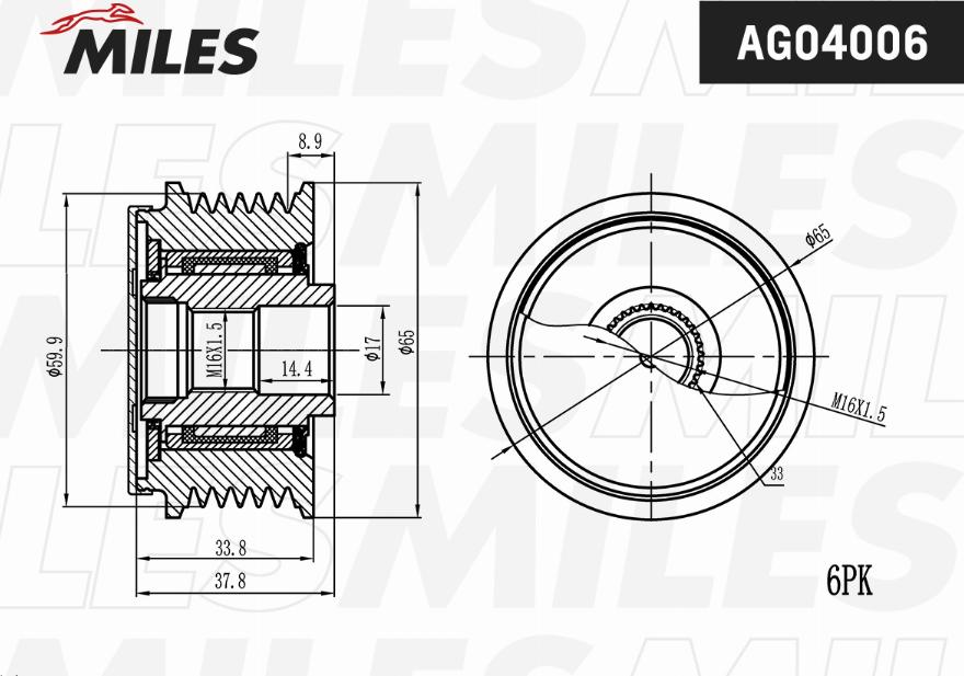 Miles AG04006 - Ремъчна шайба, генератор vvparts.bg