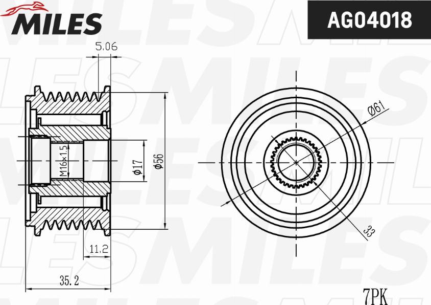 Miles AG04018 - Ремъчна шайба, генератор vvparts.bg