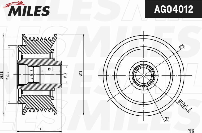 Miles AG04012 - Ремъчна шайба, генератор vvparts.bg