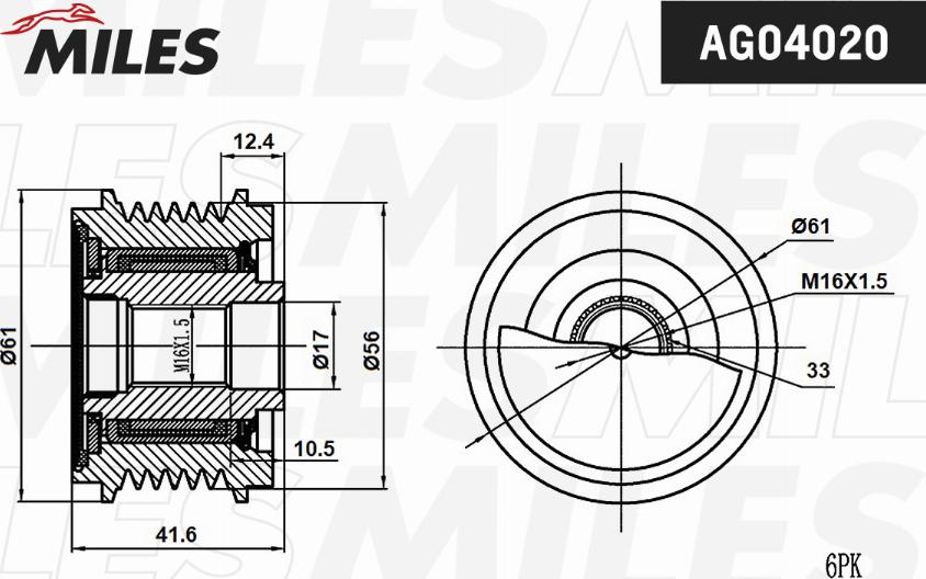 Miles AG04020 - Ремъчна шайба, генератор vvparts.bg