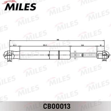 Miles CB00013 - Газов амортисьор, багажно / товарно пространство vvparts.bg