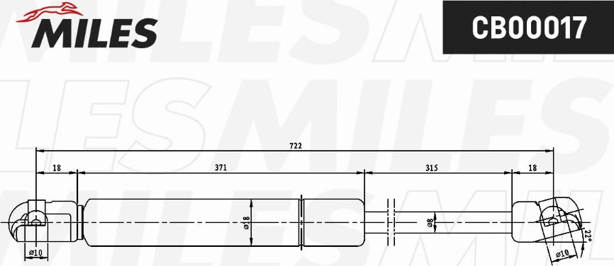 Miles CB00017 - Газов амортисьор, капак на двигателя vvparts.bg