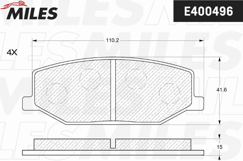 Miles E400496 - Комплект спирачно феродо, дискови спирачки vvparts.bg