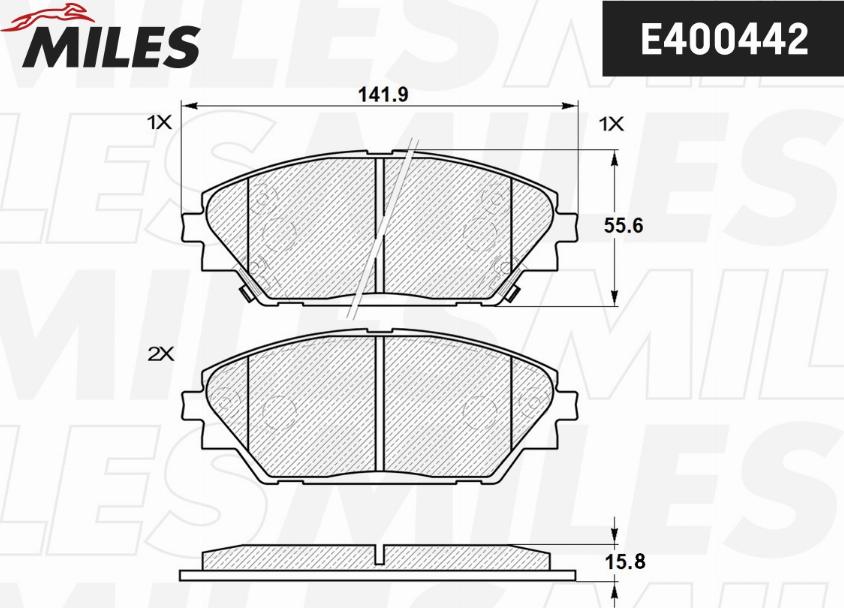 Miles E400442 - Комплект спирачно феродо, дискови спирачки vvparts.bg