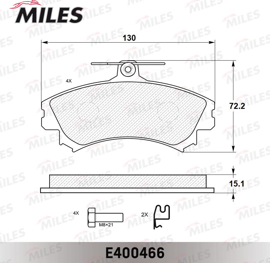 Miles E400466 - Комплект спирачно феродо, дискови спирачки vvparts.bg