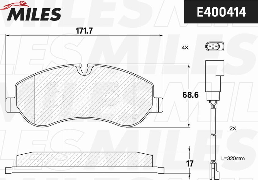 Miles E400414 - Комплект спирачно феродо, дискови спирачки vvparts.bg