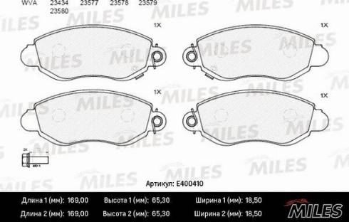 Miles E400410 - Комплект спирачно феродо, дискови спирачки vvparts.bg