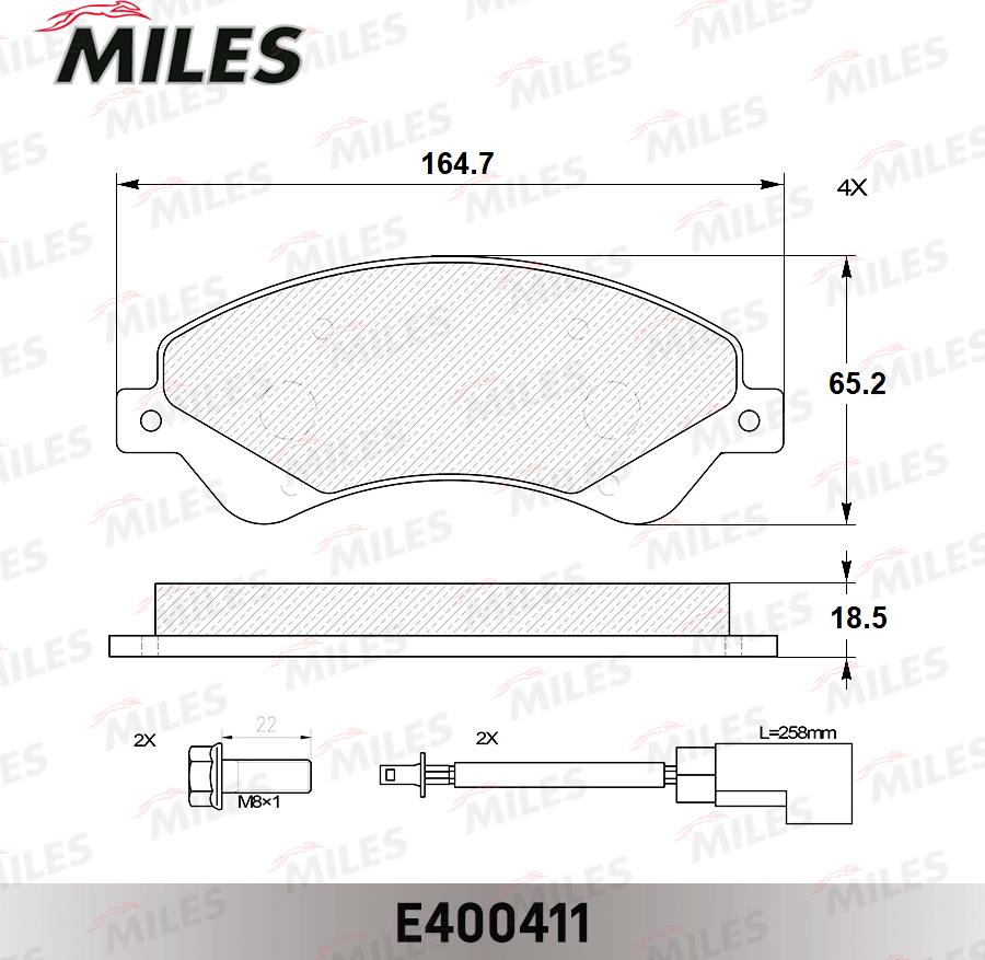 Miles E400411 - Комплект спирачно феродо, дискови спирачки vvparts.bg