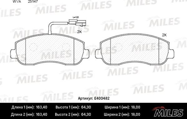 Miles E400482 - Комплект спирачно феродо, дискови спирачки vvparts.bg