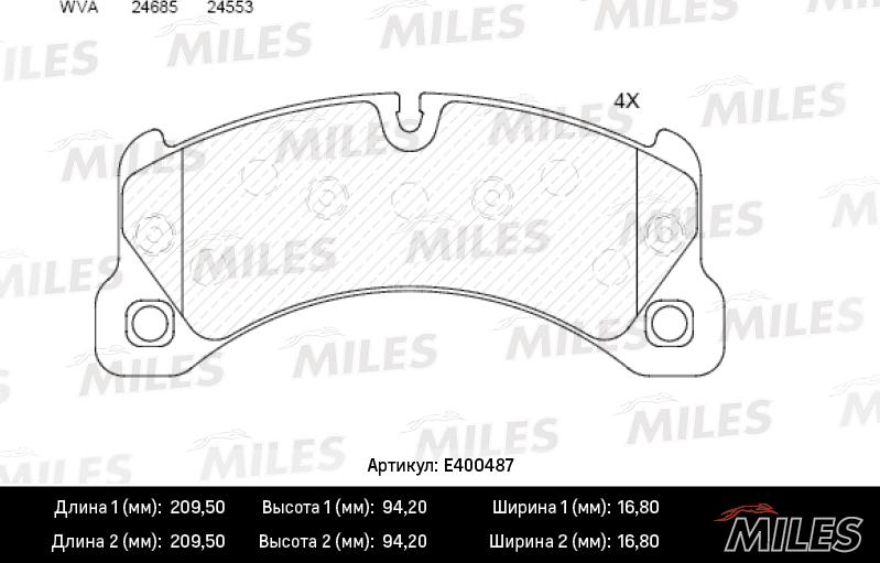 Miles E400487 - Комплект спирачно феродо, дискови спирачки vvparts.bg