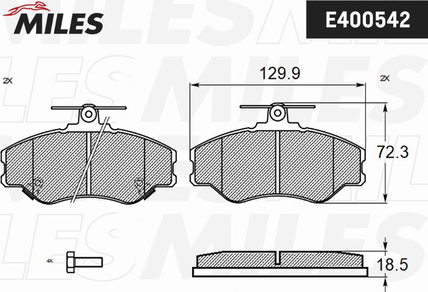 Miles E400542 - Комплект спирачно феродо, дискови спирачки vvparts.bg