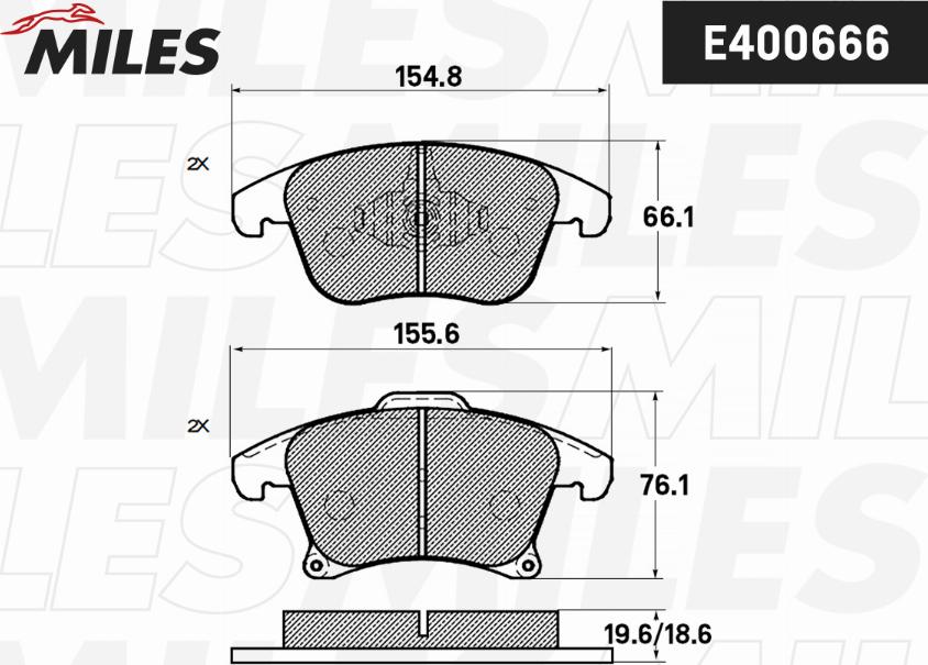 Miles E400666 - Комплект спирачно феродо, дискови спирачки vvparts.bg