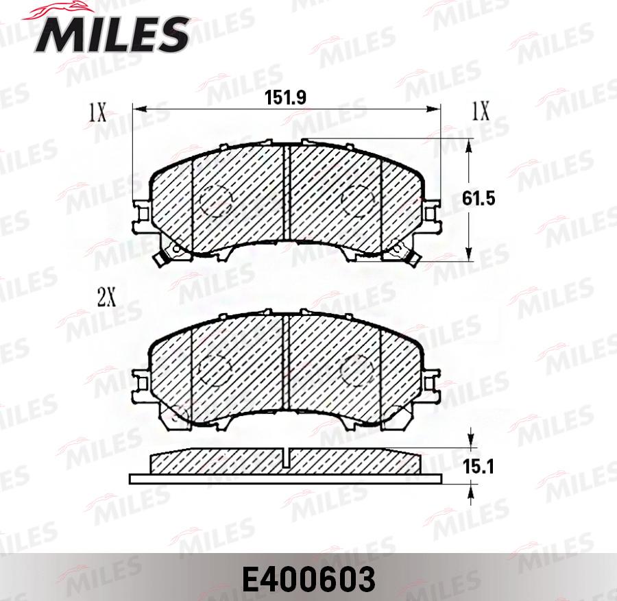 Miles E400603 - Комплект спирачно феродо, дискови спирачки vvparts.bg