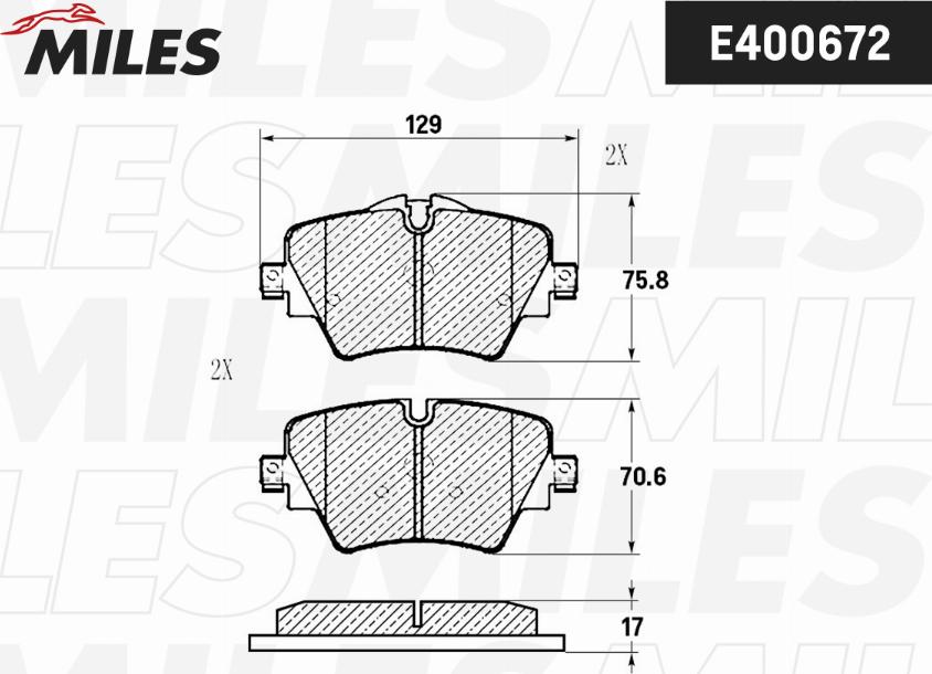 Miles E400672 - Комплект спирачно феродо, дискови спирачки vvparts.bg