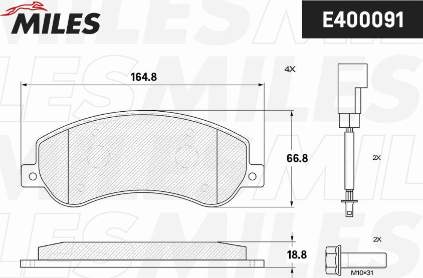 Miles E400091 - Комплект спирачно феродо, дискови спирачки vvparts.bg