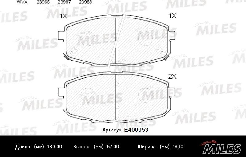 Miles E400053 - Комплект спирачно феродо, дискови спирачки vvparts.bg